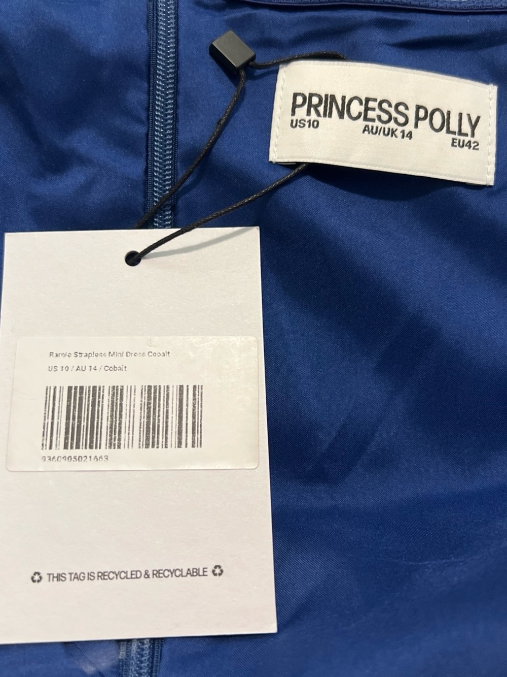 Strapless Floral Mini Dress - Princess Polly Cobalt Blue - Picture 3 of 3